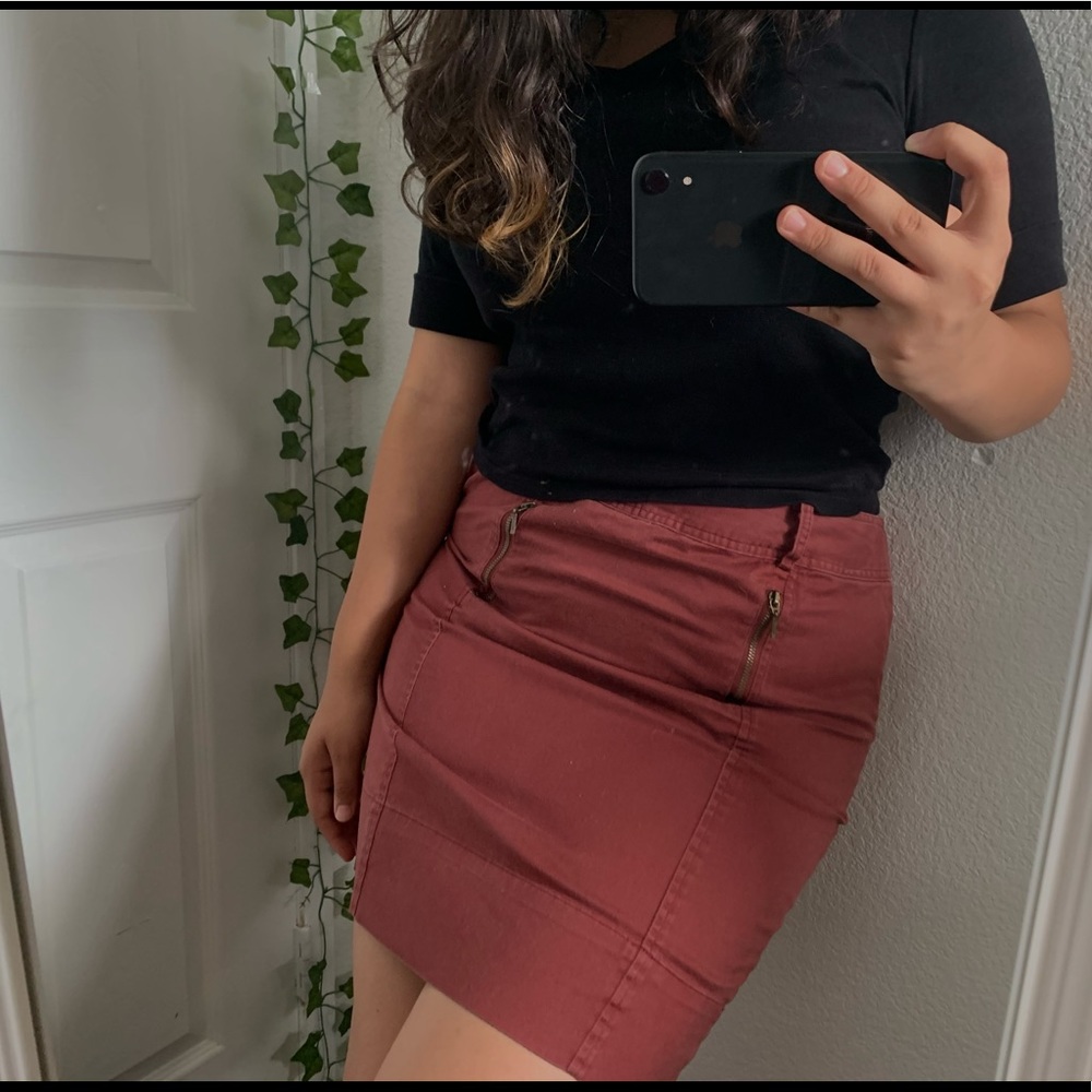 David Brooks Red Zippered Pencil Skirt